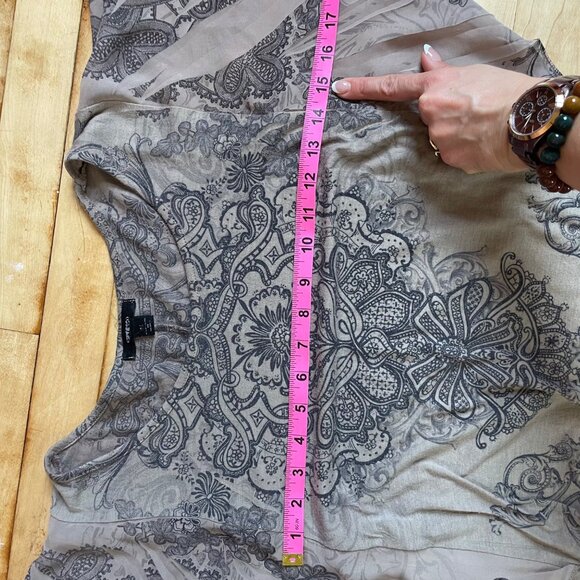 Vintage Espresso Boho Baroque Top M | Sheer Flutter Sleeve Blouse Romantic Boh0 - Picture 8 of 10